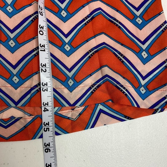 Umgee Size Med Boomerang‎ Knee Length Dress Orange Blue Fringe Trim Split Sleeve - Picture 8 of 10
